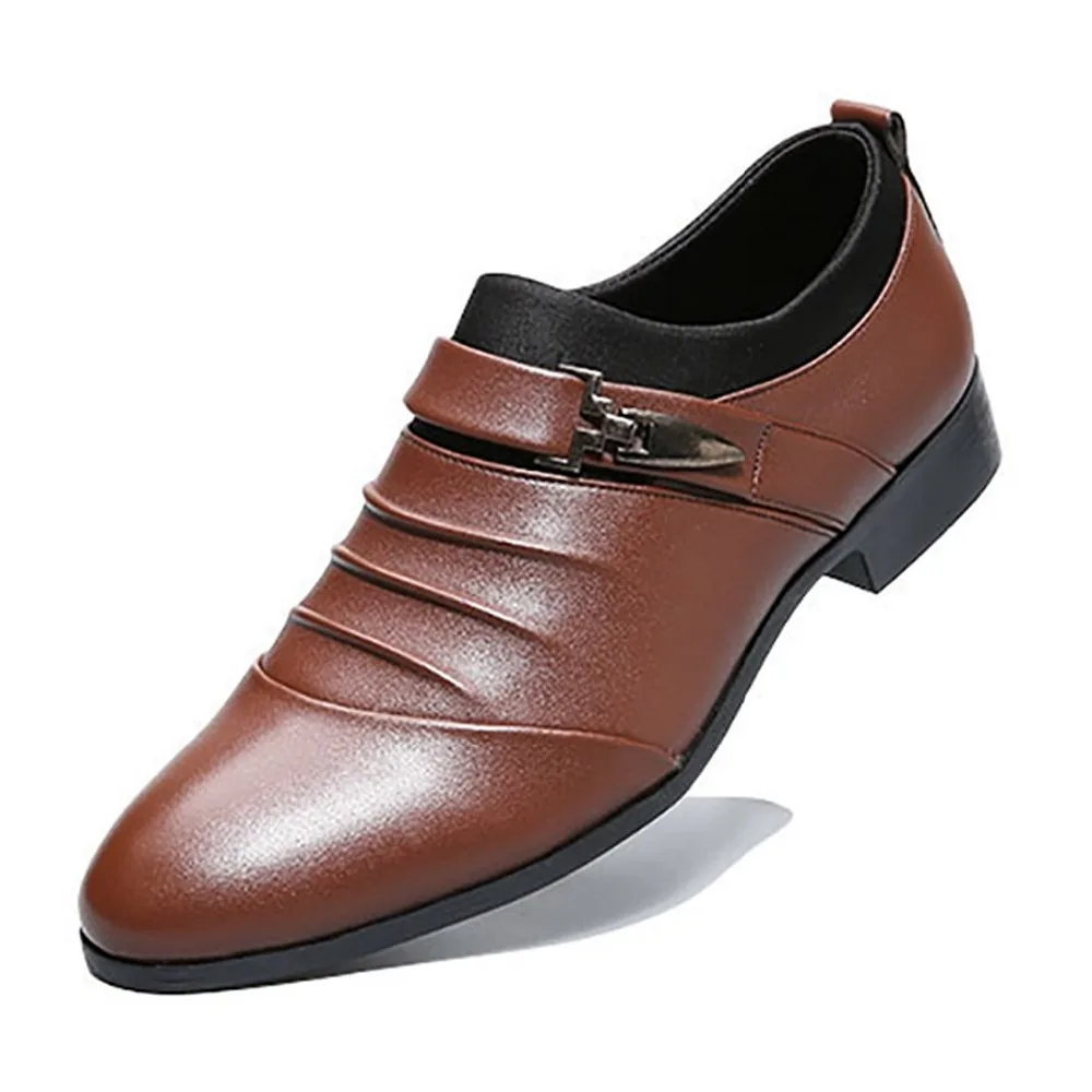 PU Leather Fashion Men Business Dress Loafers Pointy Black Shoes Oxford Breathable Formal Wedding HH-586 | Обувь