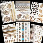 Золотистый металлический Хна Хамса, ручной временный браслет с искусственными ногами флэш-тату для женщин