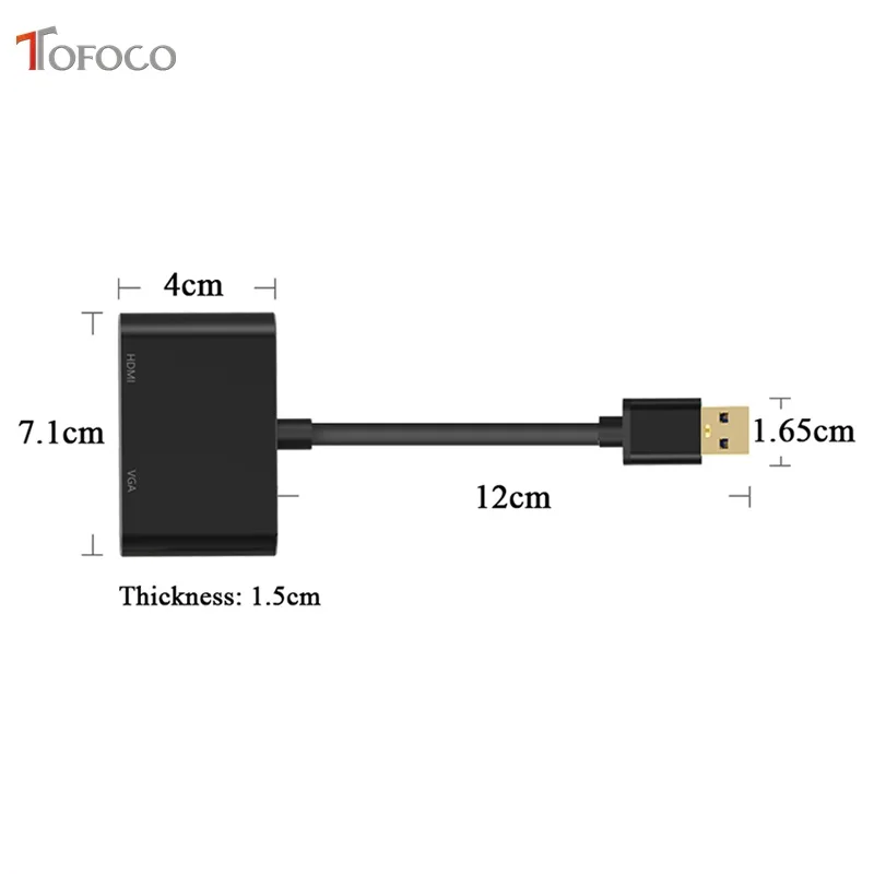 Адаптер TOFOCO USB3.0 HDMI VGA 4K HD 1080P многоэкранный 2 в 1 преобразователь USB аудио и