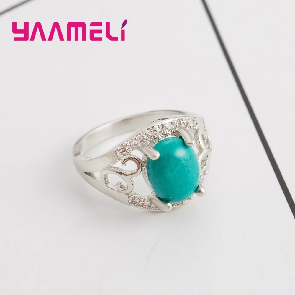 100% 925 Sterling Silver Antique Ring for Women Prong Setting High Quality Oval Green Opal Stone Wedding Jewelry | Украшения и