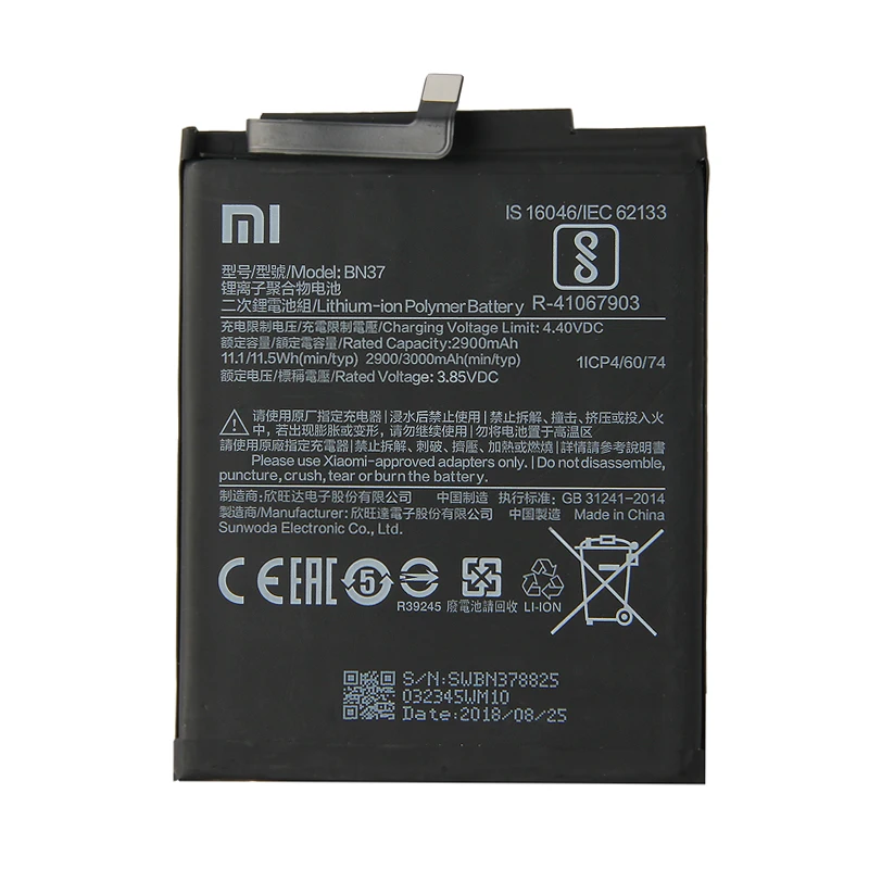 Оригинальный аккумулятор для телефона Xiaomi BN37 Redmi 6 6A 3000 мАч|Аккумуляторы