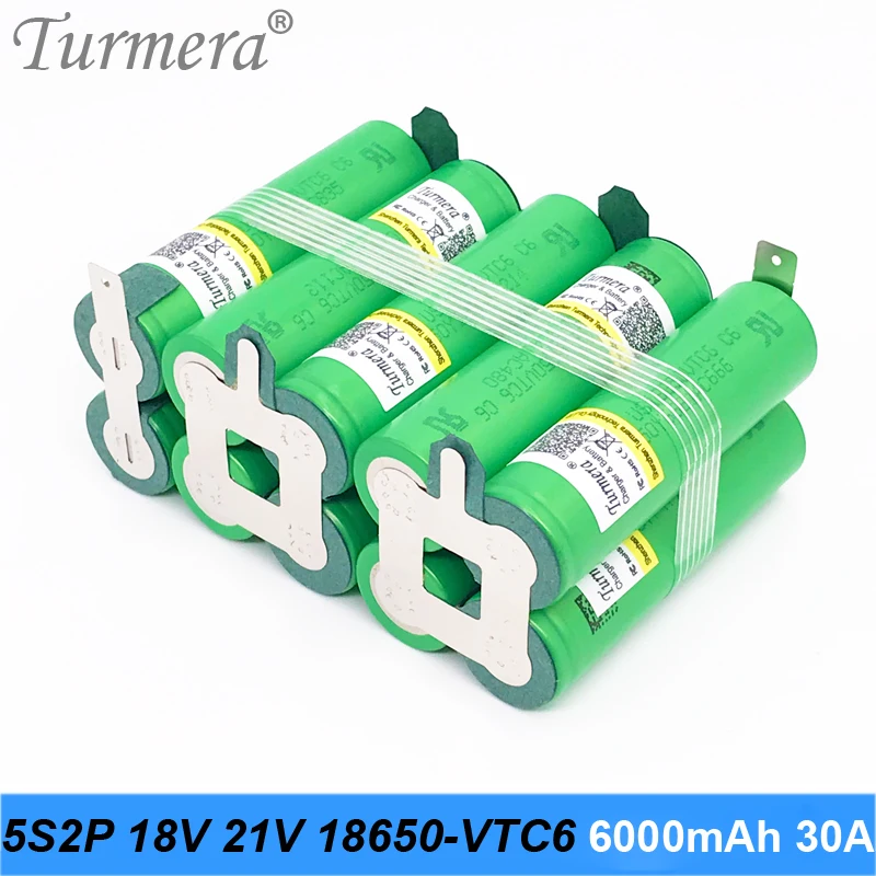 5s2p аккумулятор 18650 упаковка Turmera us18650vtc6 6000 мАч 18 в 21 в 30a сварочный Аккумулятор для отверток Инструменты батарея Подгонянная батарея