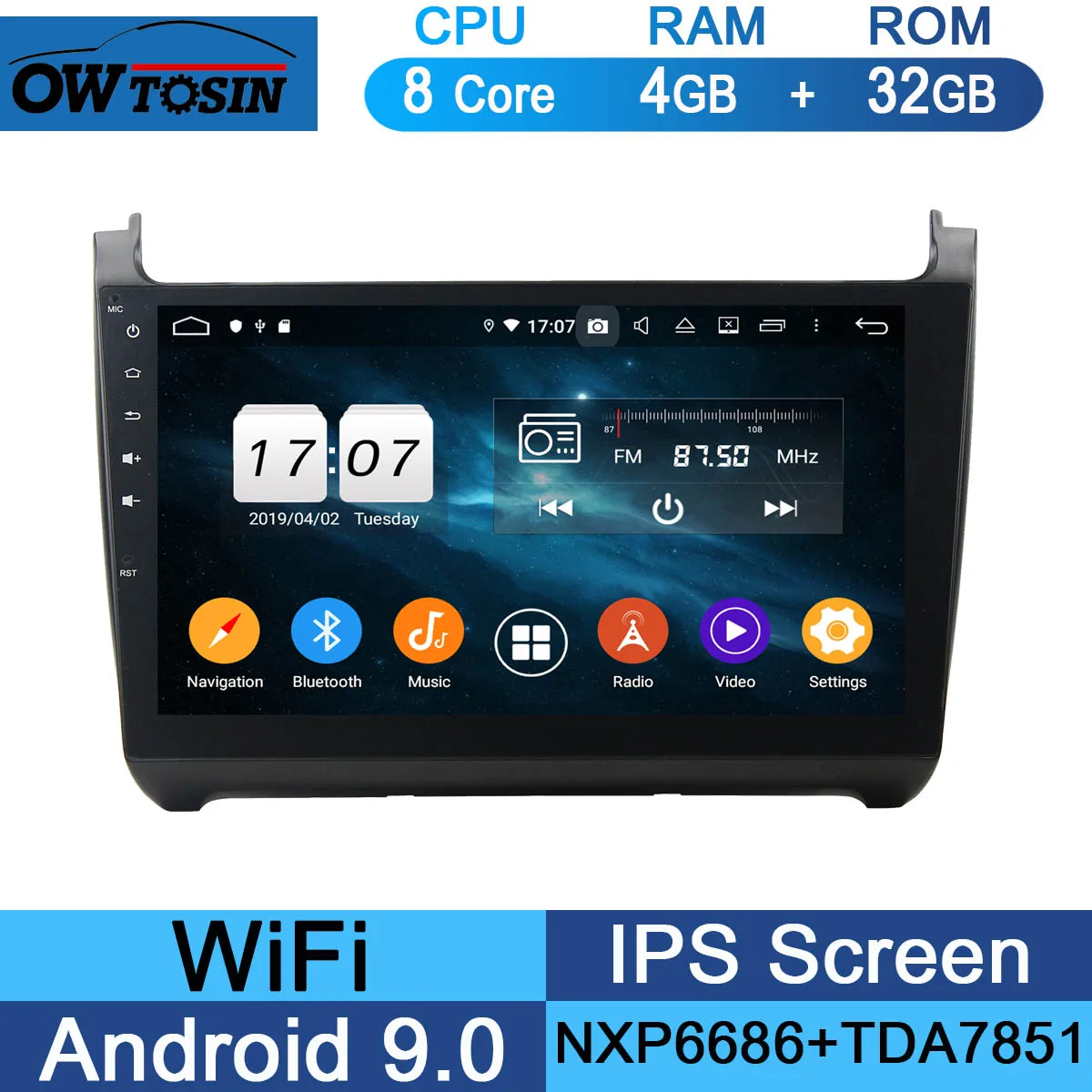 32G 10," ips 8Core Android 9,0 4G ram+ 64G rom автомобильный проигрыватель с радио и GPS для Volkswagen VW Polo 2012 2013 DSP CarPlay - Цвет: 32G