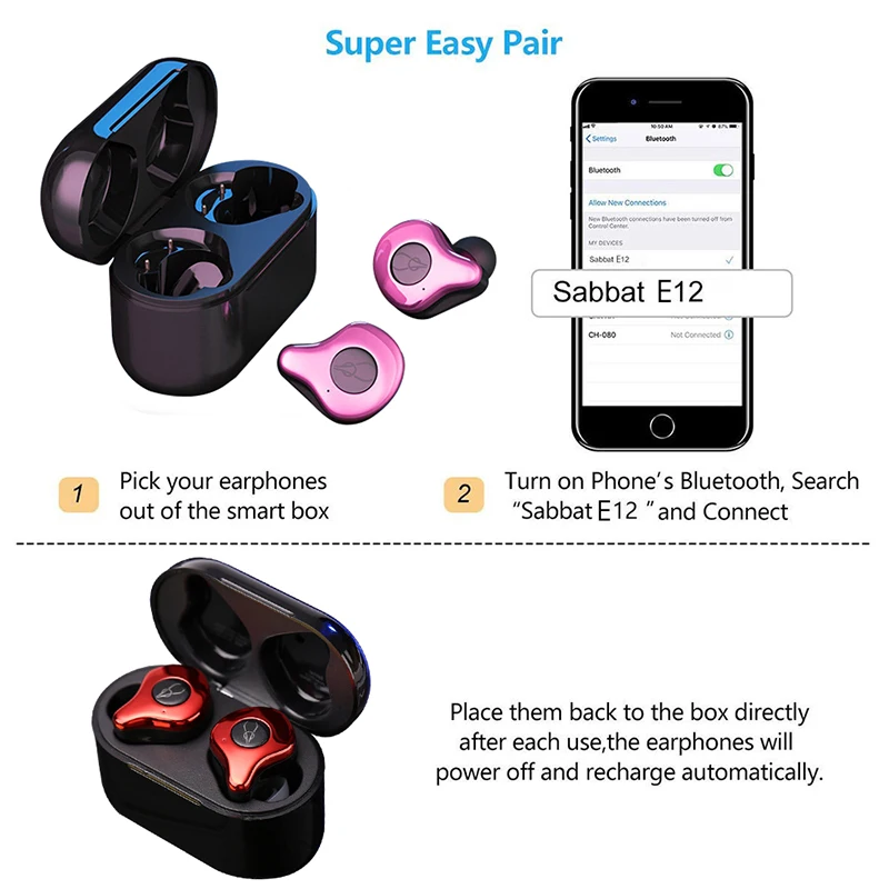 SABBAT E12 наушники вкладыши TWS Bluetooth 5 0 беспроводная гарнитура для наушников HiFi