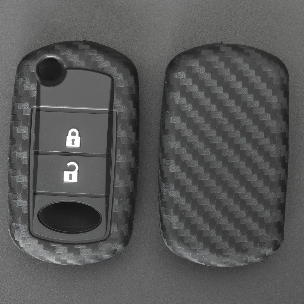 

jingyuqin Remote Car Key Case Key Case Carbon Fiber Silicone 3 Buttons For LAND ROVER Range Rover Sport LR3 Discovery