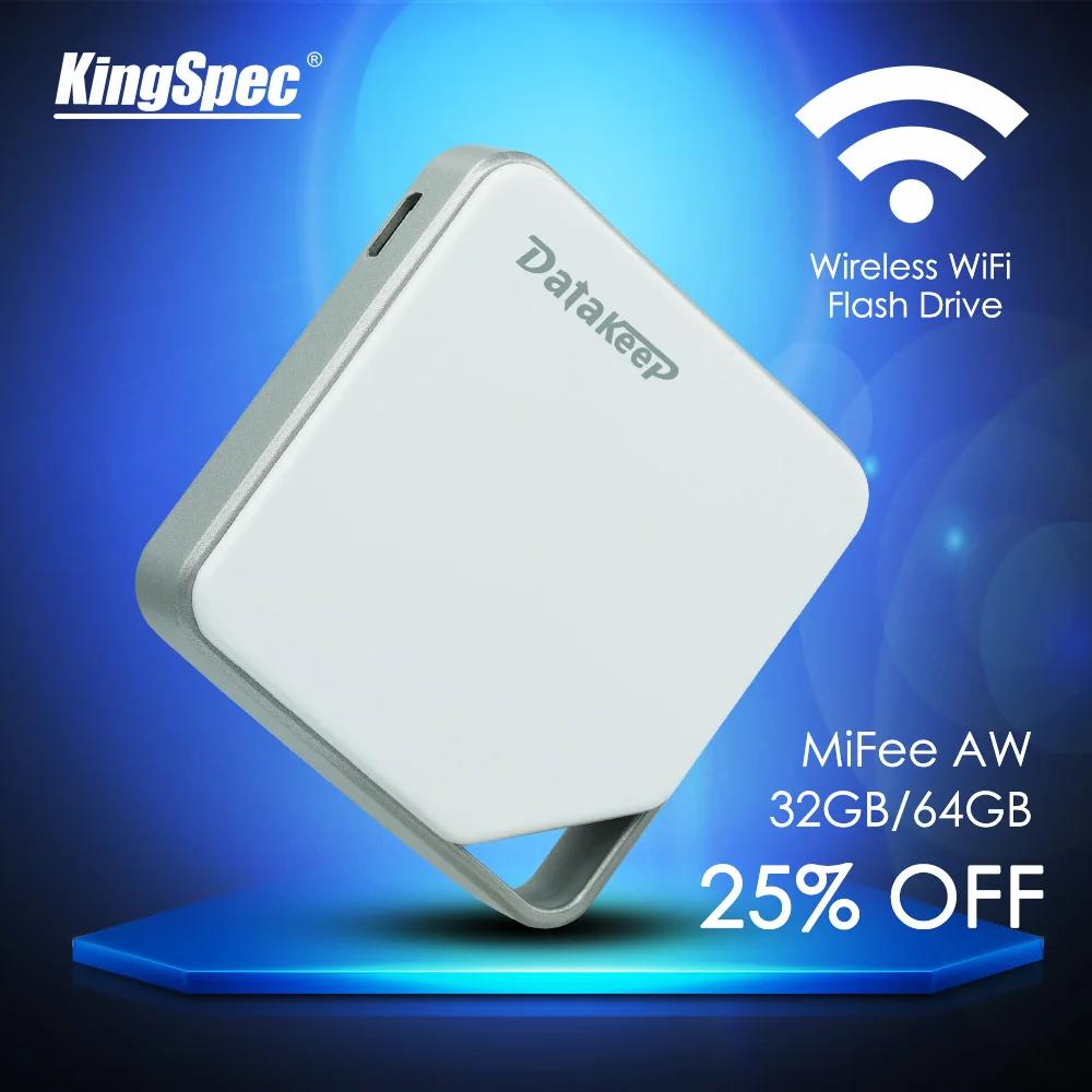 KingSpec DataKeep 32 ГБ Беспроводной Портативный Внешний Жесткий Диск-WIFI USB Flash Drive для iphone
