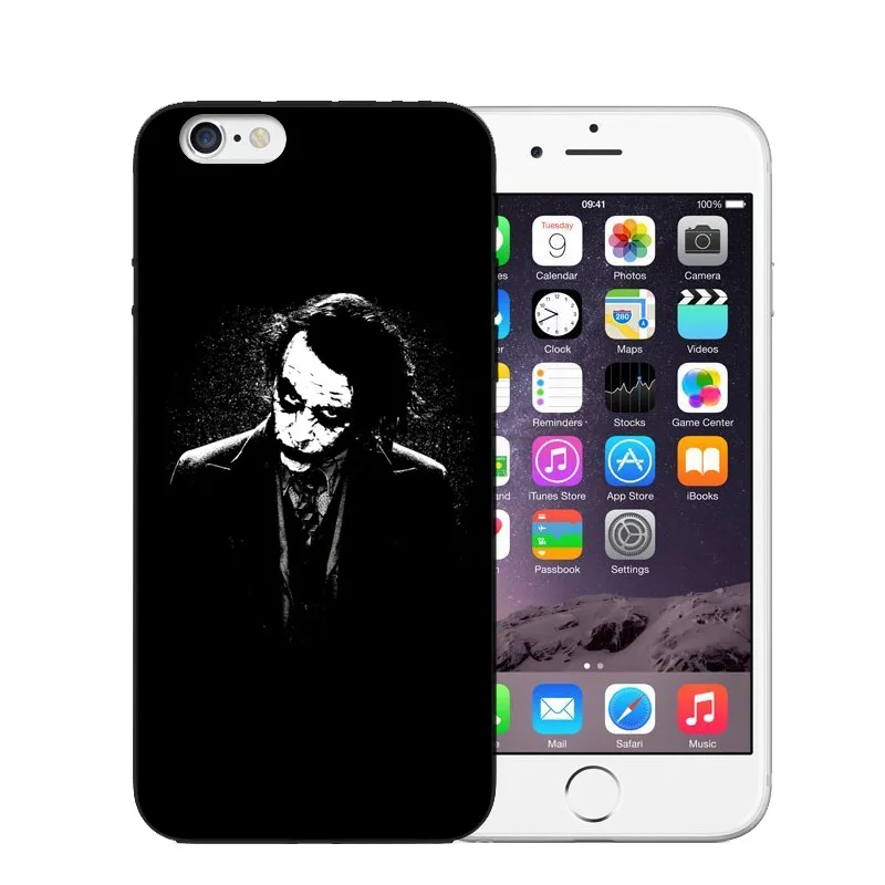 Мягкие чехлы с рисунком Джокера Бэтмена черного и белого цвета для iPhone X 8 8Plus 7 6 6S
