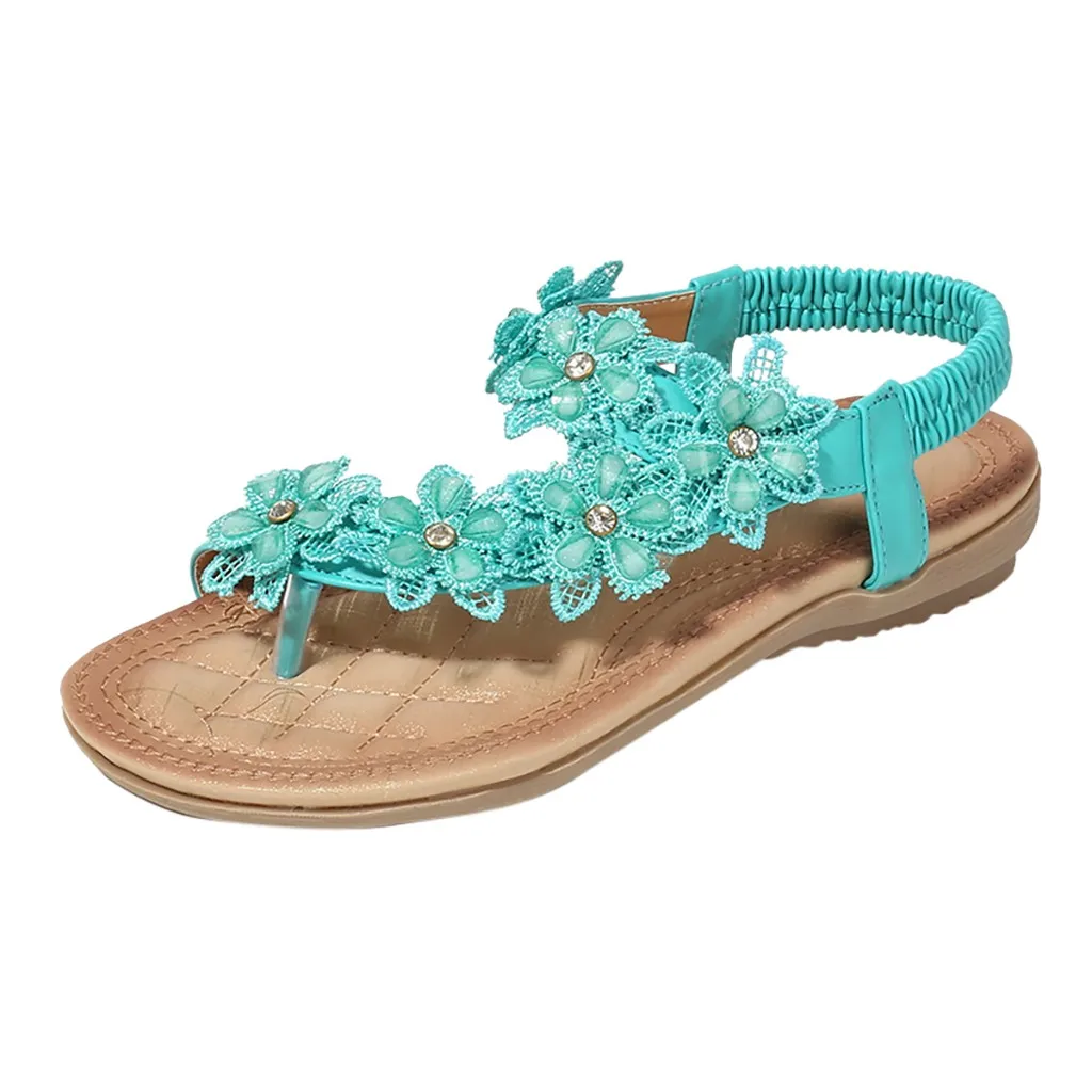 Сандалии SAGACE женские с цветами Пляжная удобная обувь в богемном стиле на плоской