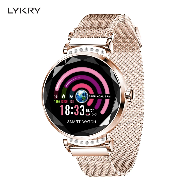 LYKRY женские умные часы пульсометр Smartwatch цветной экран фитнес трекер кровяное