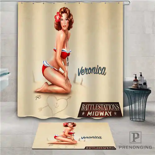 Индивидуальный pin up girl (8) водонепроницаемый занавеска для душа коврик дома ванной