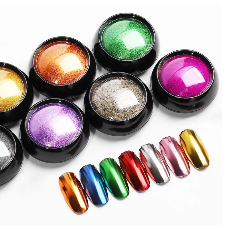 Блестящий супер яркий титановый зеркальный порошок для ногтей 12 цветов
