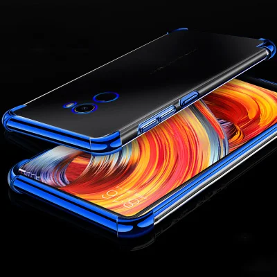 Мягкий чехол из ТПУ с принтом "для Xiaomi mi Mix 2 Чехол сверхтонкая жесткая накладка на заднюю панель с покрытием блестящие Чехлы для mi x 2 mi x2 mi xed Обложка для телефона из силикона и ТПУ - Цвет: Синий