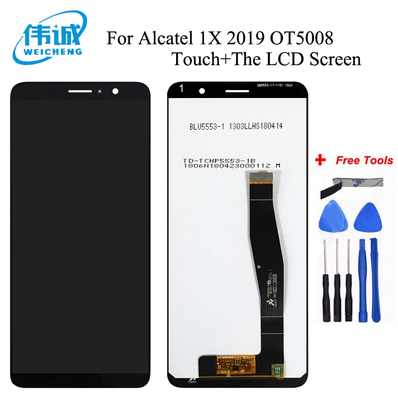 

For Alcatel 1X 2019 5008 5008D 5008Y 5008T OT5008 LCD Display Touch Screen Digitizer Glass Assembly + Free Tools