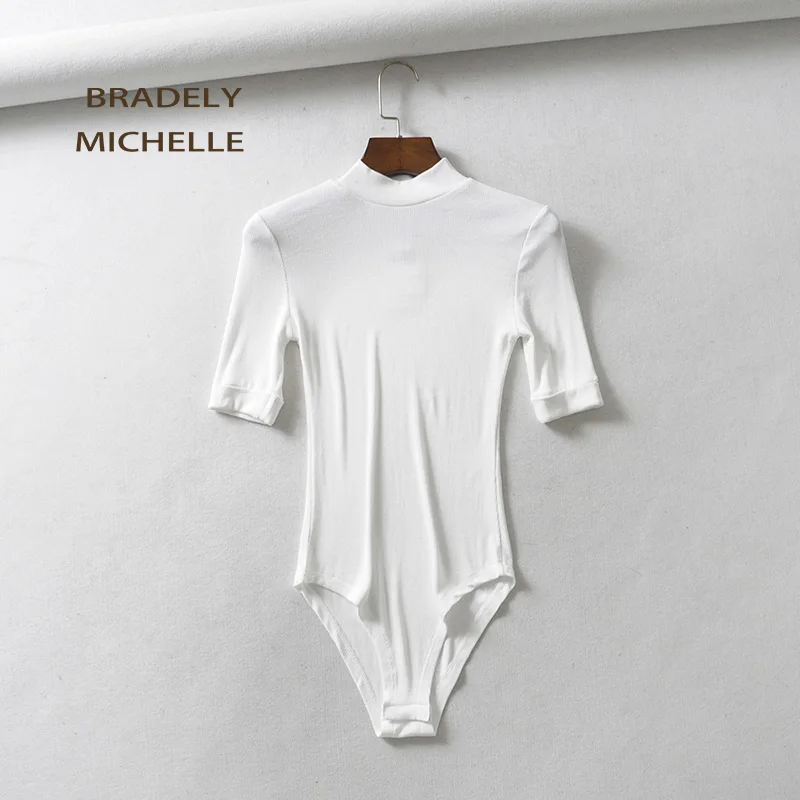 BRADELY MICHELLE Сексуальные облегающие трикотажные боди с круглым вырезом и пятиточечными рукавами для женщин Клубная верхняя одежда Комбинезоны для женщин женские топы