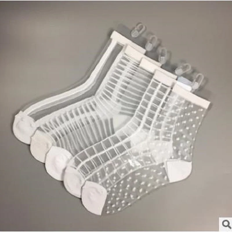 20 PCS = 10 pairs Fishnet Summer Socks Mixed Fiber Transparent Stretch Elasticity Ankle Net Yarn Thin Women Cool Socks