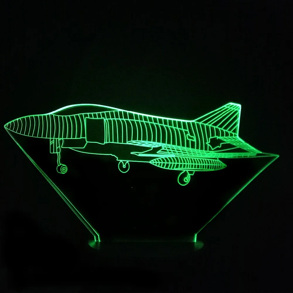 Новинка самолёт 3D светодиодные визуальные Красочные ночники USB ночник лампа для