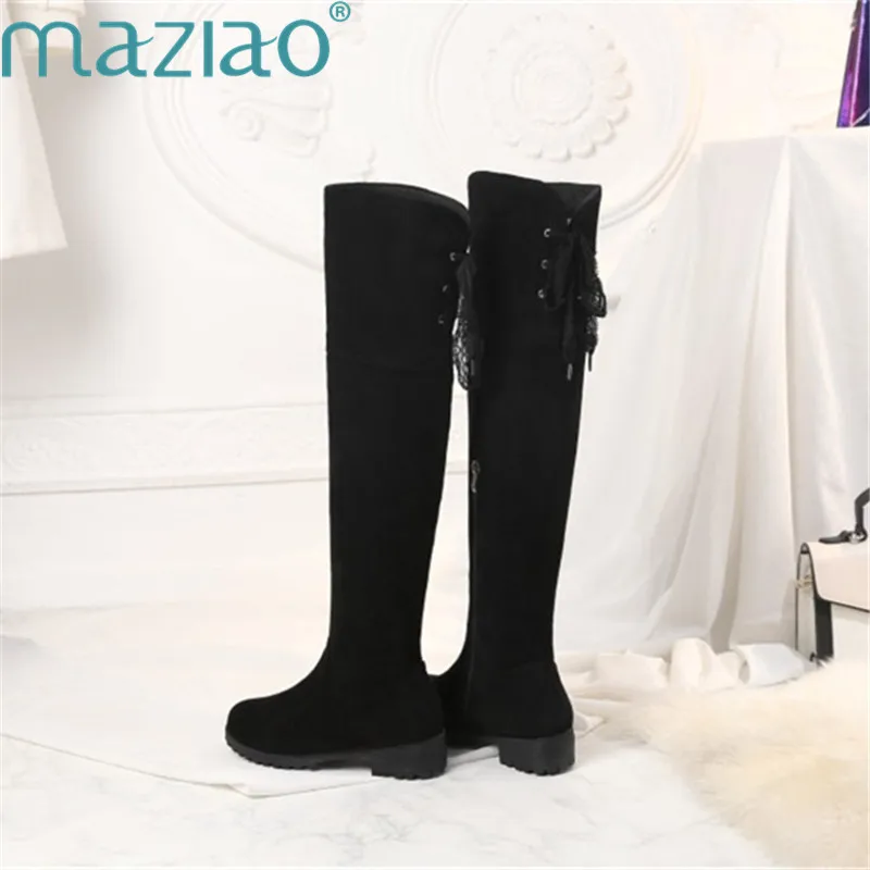 Женские замшевые ботинки короткие плюшевые туфли на низком каблуке классические