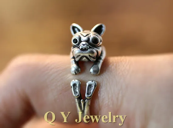 Fei Ye Paws винтажное античное французское кольцо с дизайном бульдог Anel Симпатичный