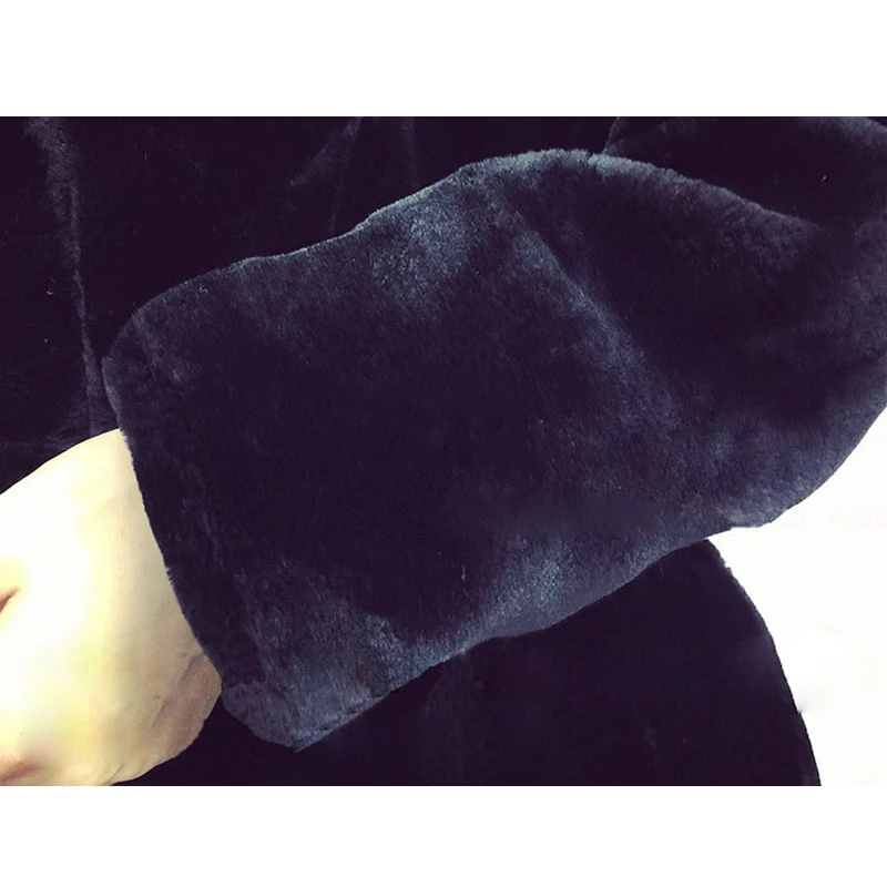 

2019 Women Faux Fur Coat Casual Slim Winter Long Faux Mink Jacket With Hood Black Solid Coats Thick Warm Outwear DX635