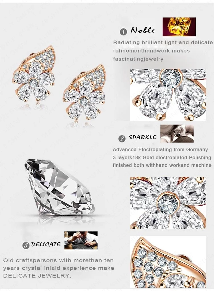 LZESHINE хрустальные серьги с цветочком золотого цвета модные аксессуары 13*18 мм