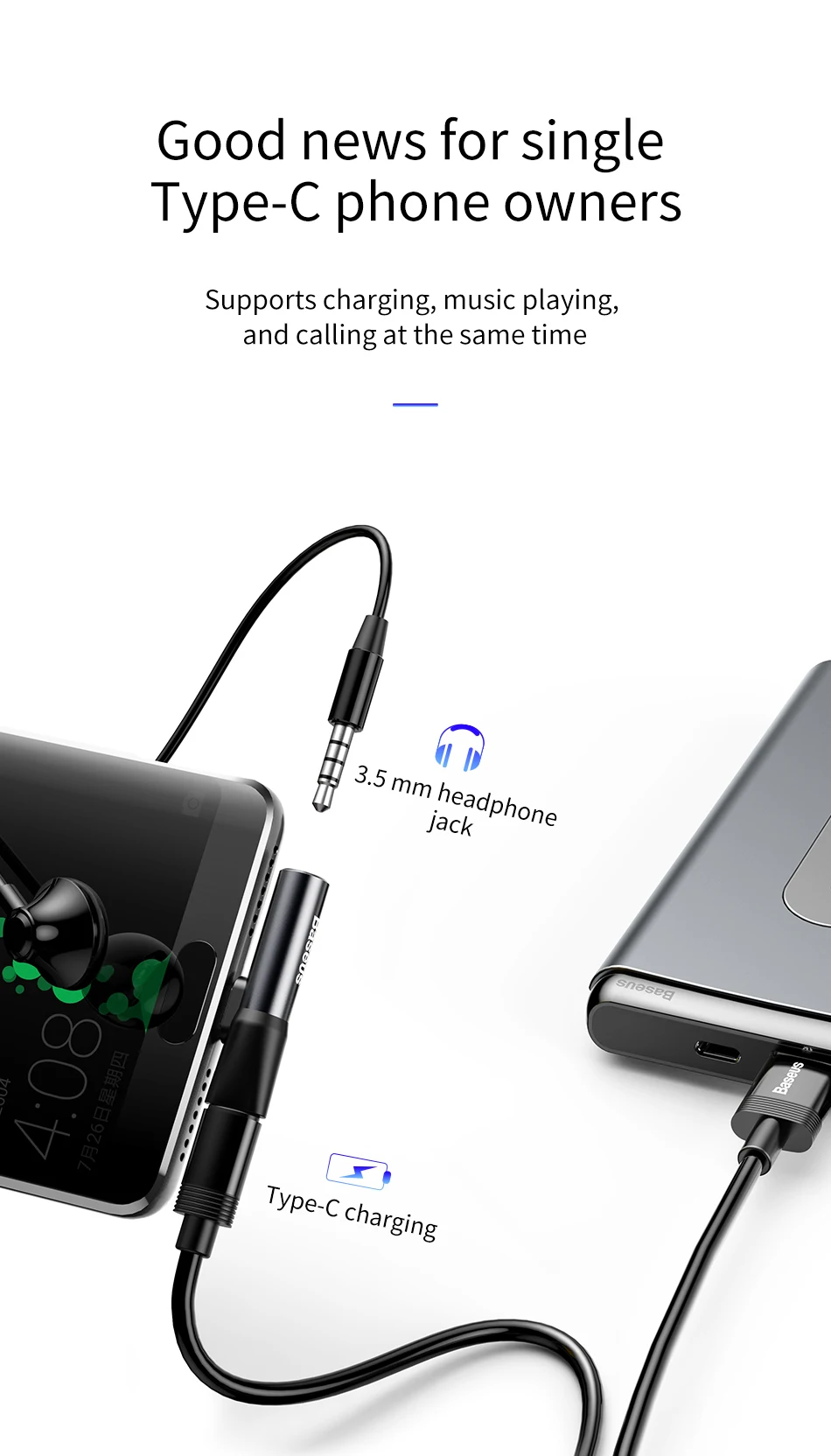 2в1 usb type c до 3,5 мм адаптер для наушников aux аудио кабель для зарядки конвертер для xiaomi mi 6 8 mi x2 huawei mate 10 P20 pro