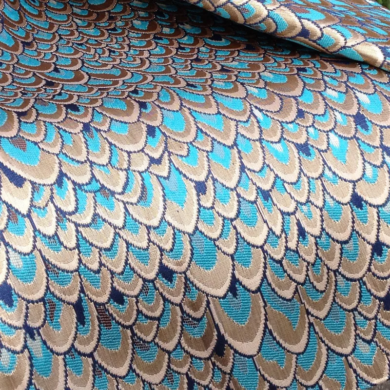 1 Yard African Shiny Peacock Jacquard Brocade Fabric for Dress,Diy Sewing Patchwork Table Cloth Material Tecido,Width150cm