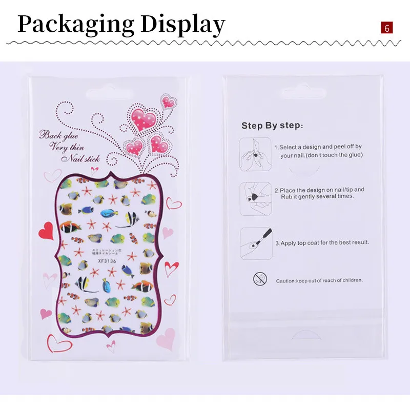 Nail Sticker лето маленький свежий океанский шторм 3D мультфильм украшения наклейки