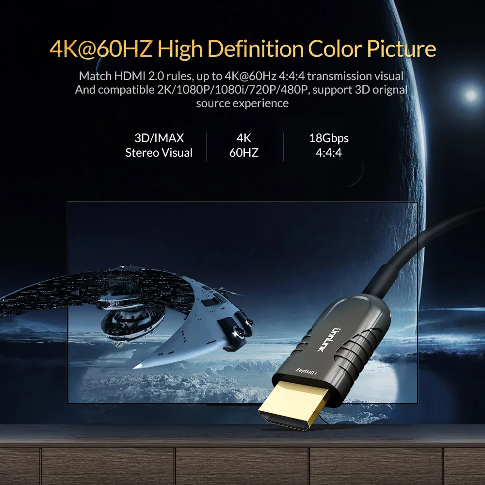 Unnlink HDMI 2,0 кабель с длинной передачей без потерь UHD 4 k@ 60Hz HDMI кабель волоконно-оптический кабель 10 м 20 м 25 м 30 м 40 м 50 м 60 м для ТВ