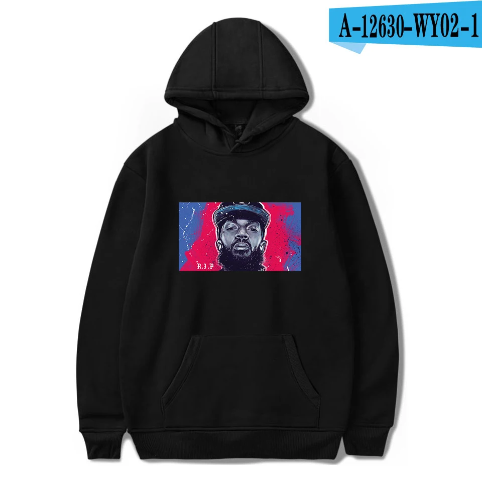 black Nipsey Hussle Толстовка Свитера большого размера уличная топы весенние мужские толстовки женские пуловер с капюшоном спортивный костюм - Цвет: black