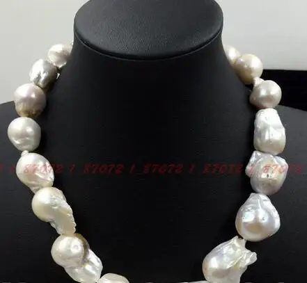 

Free Shipping>>>18''WHITE PEARL NECKLACE SOUTH SEA REAL HUGE AAA BAROQUE 18MM-24mm