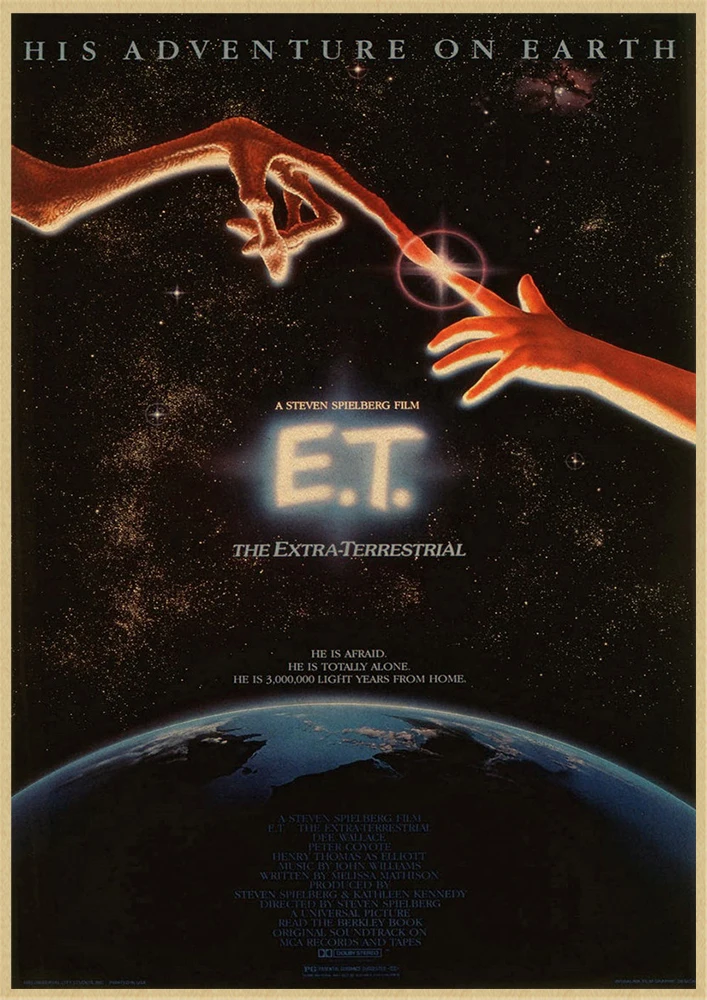 E T экстра-наземная научная фантастика, мультяшная домашняя мебель, украшение из крафт-фильма, Ретро плакат, рисунок, наклейки на стену - Цвет: Золотой