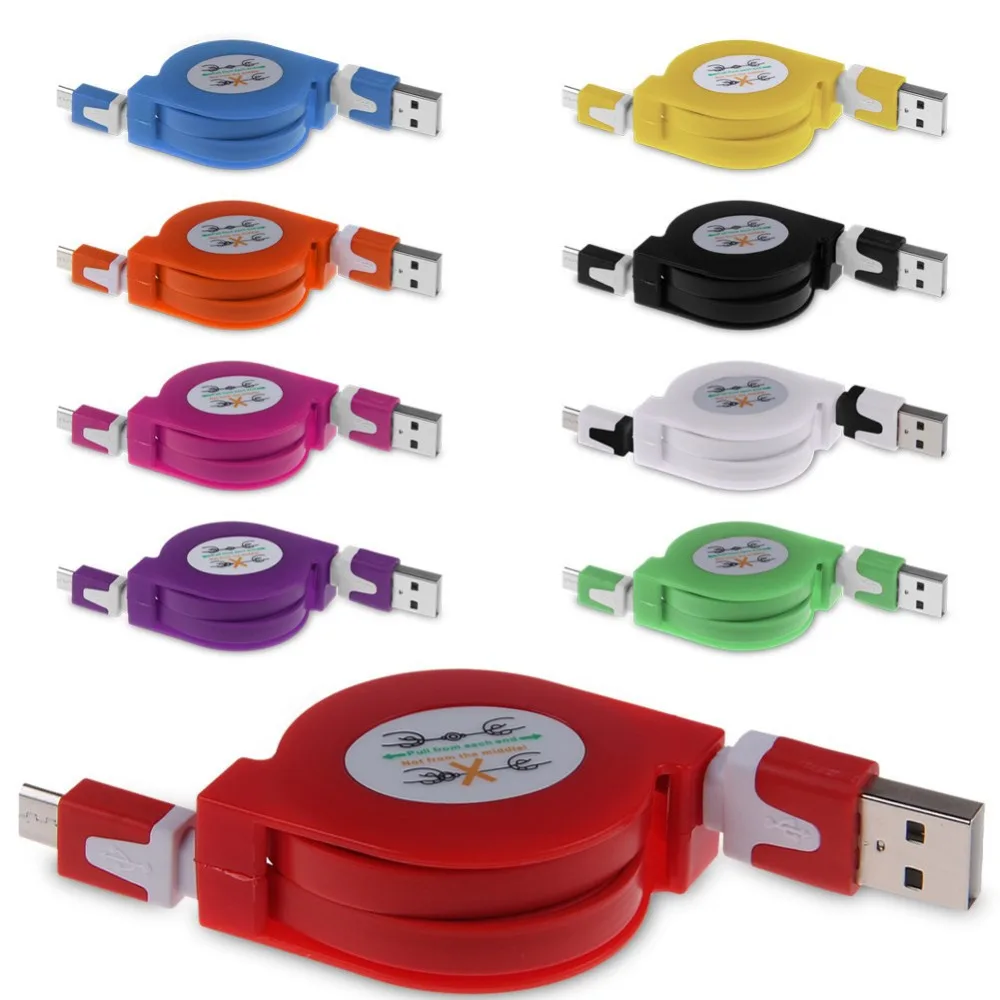 1M Micro USB V8 Retractable Extension Flat Noodle Cable Charging Sync Data Transmission For Samsung Galaxy S6/S6 Edge |