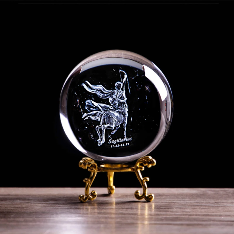 3D Sagittarius Figurines Crystal Ball Angel Constellation Statuette Paperweight Home Art Decor Collectible Craft Accessories | Дом и сад