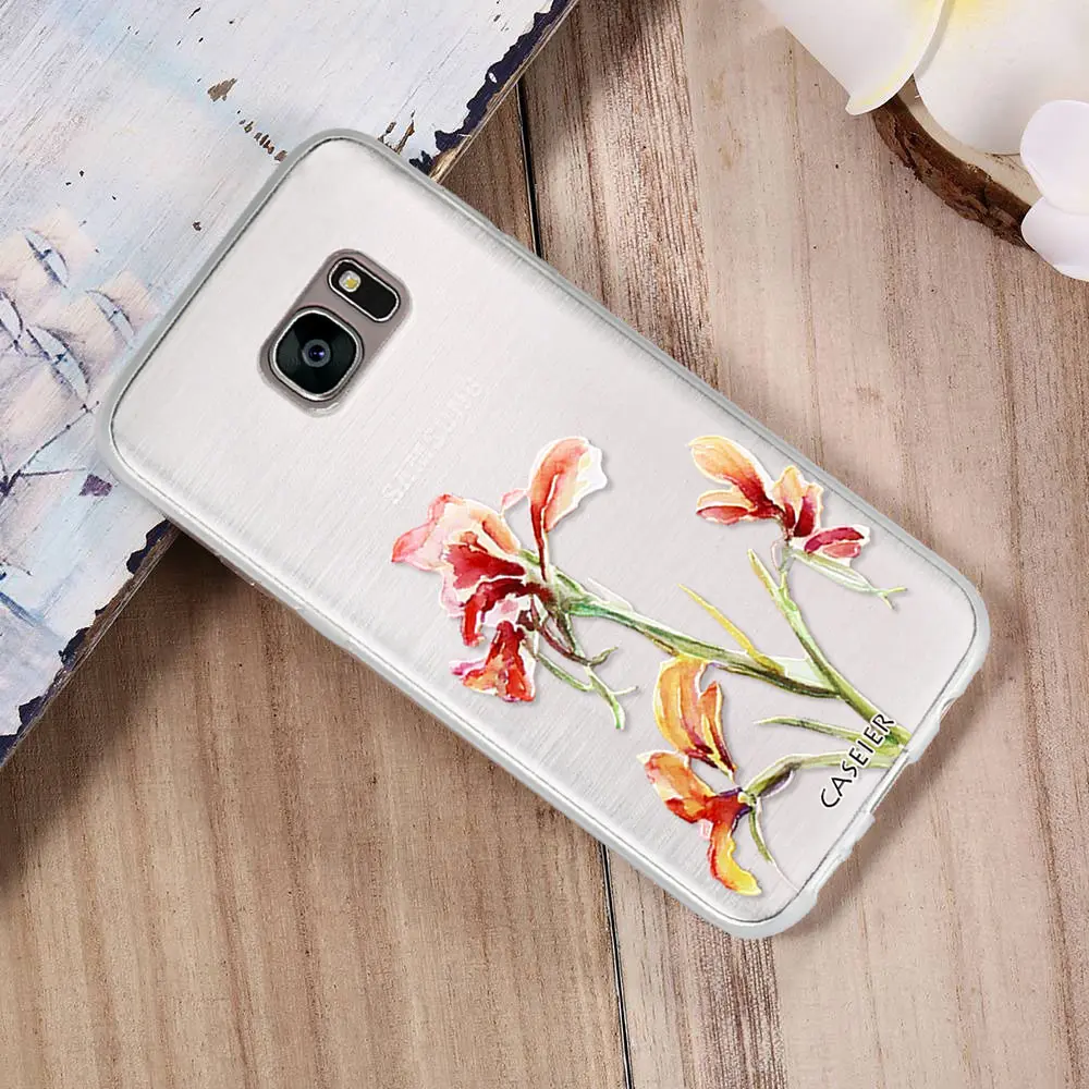 CASEIER Plant Leaf Phone Case For Samsung S8 Plus Soft Silicone Cases 3D Cover Note 8 S6 S7 Edge Shell Coque Capinha |