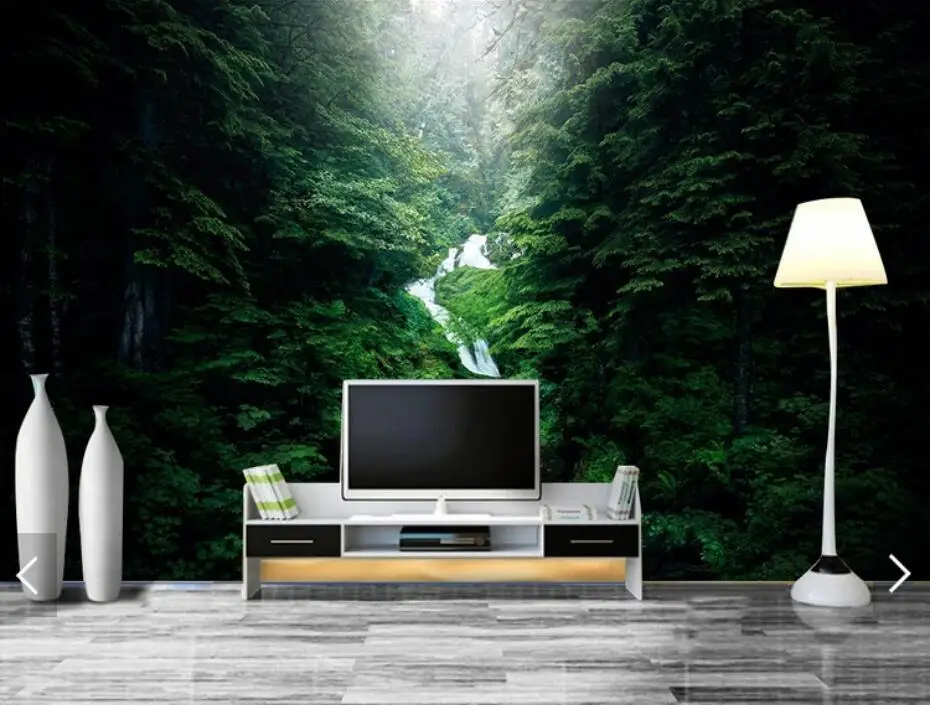 

European Nature Original Forest Waterfall Mural Wall Papers for Walls Wallpaper Canvas HD Photo Wallpapers Contact Paper Custom