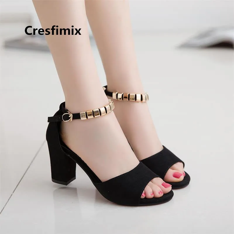 

Cresfimix femmes hauts talons women fashion sweet black peep toe high heel shoes lady cute comfortable high heel pumps a3600