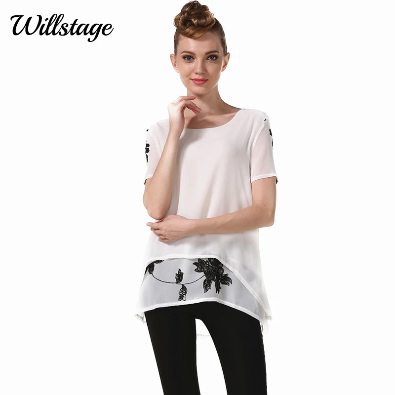 Женская шифоновая футболка Willstage летняя повседневная большого размера с