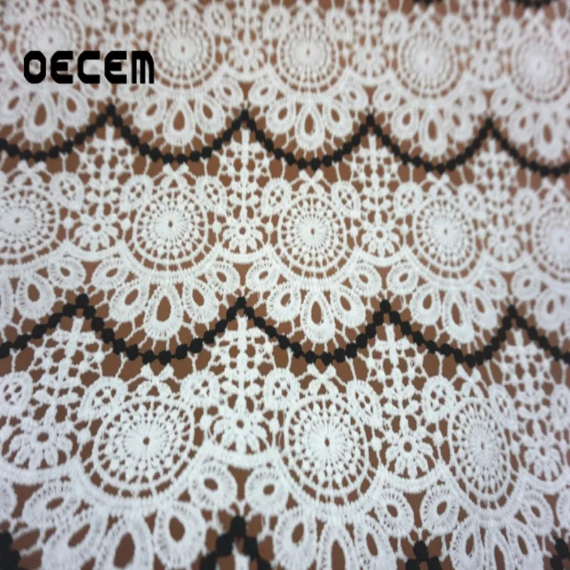 OECEM высокое качество водорастворимый вышитый полиэстер кружево молочный шелк