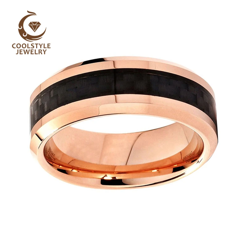 Мужские и женские вольфрамовые свадебные браслеты цвета розового золота с