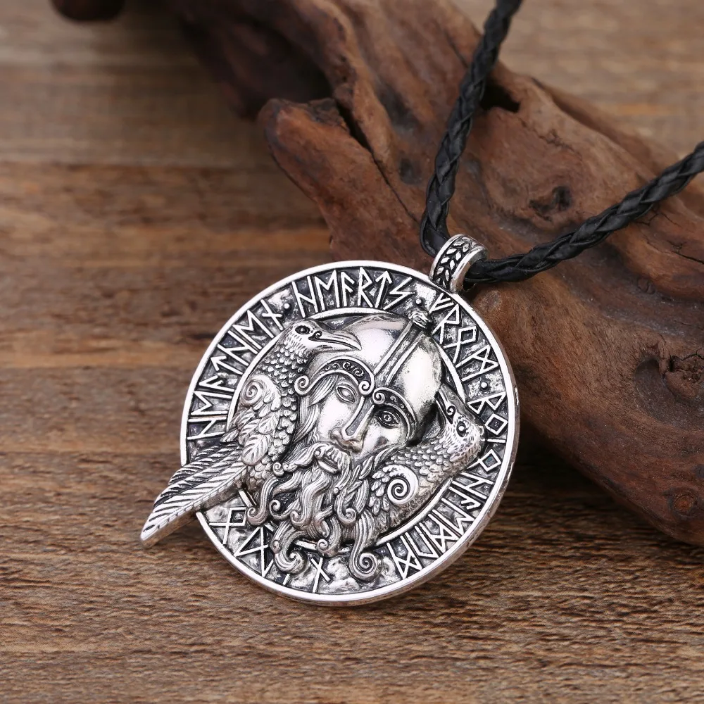 Teamer Новое поступление Odin's Huginn and Muninn Crow Valhalla Runic ожерелье с кулоном викинга мужские Wicca амулеты ювелирные изделия