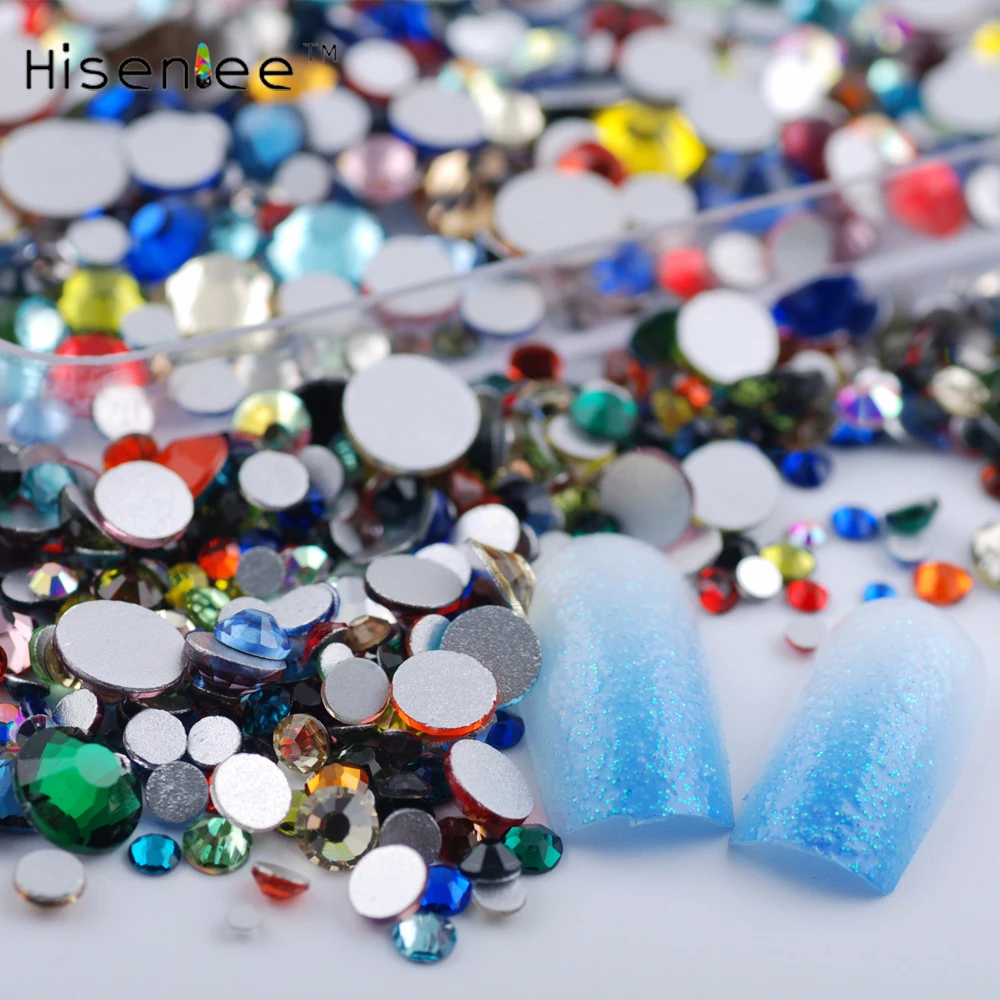 

ss3-ss30 Colorful Glass Mix Sizes Nail Art Decorations Rhinestones/Crystal Woman beauty makeup DIY Accessories Gems