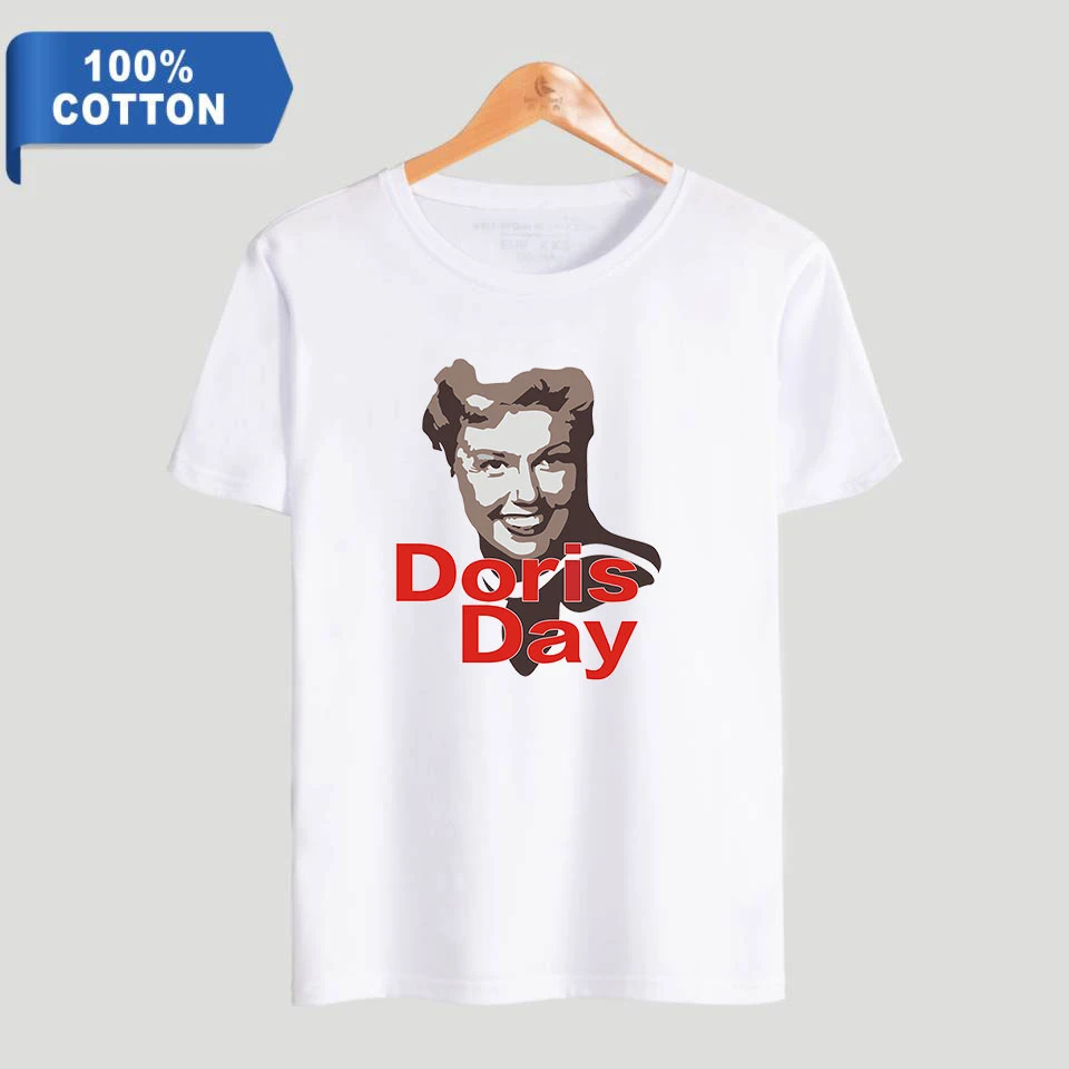 100% хлопок 2019 Американский певец и киноактера Дорис Day для женщин/мужчин одежда