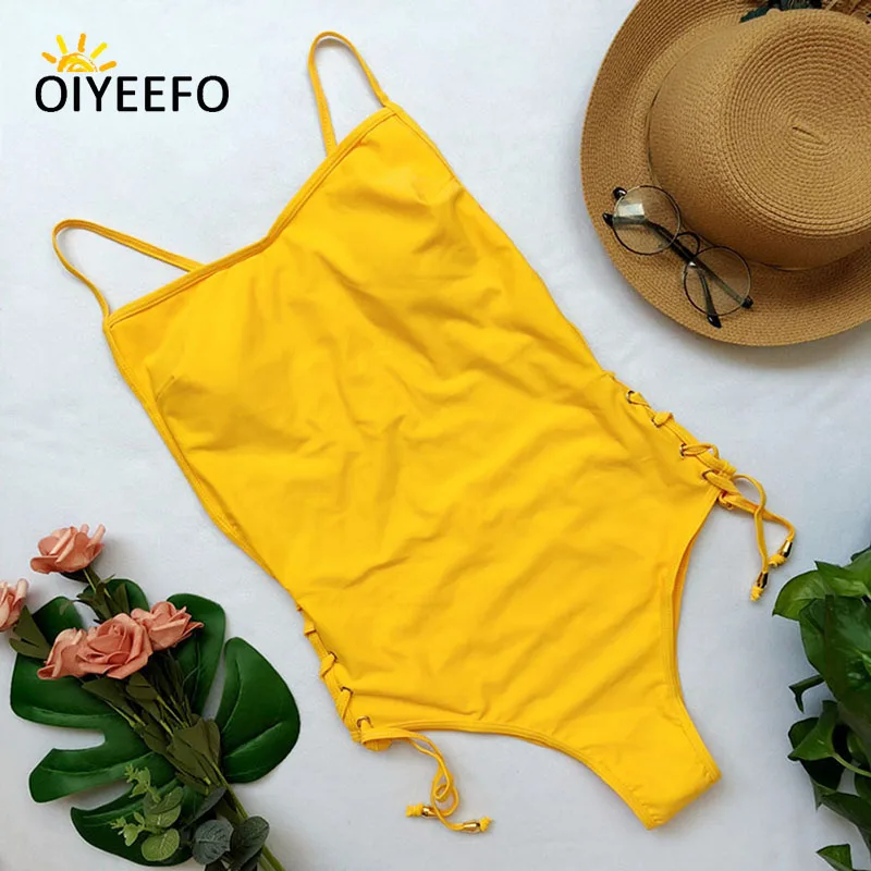 Oiyeefo пикантные зашнуровать купальники женский купальник сексуальный Одна деталь