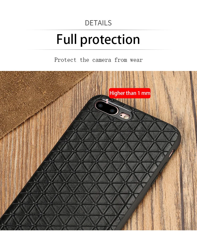 Кожаный чехол для iPhone X 7 8 6 плюс 5 5S SE Бизнес Стиль Треугольники текстура 360 кремния Мягкая обложка