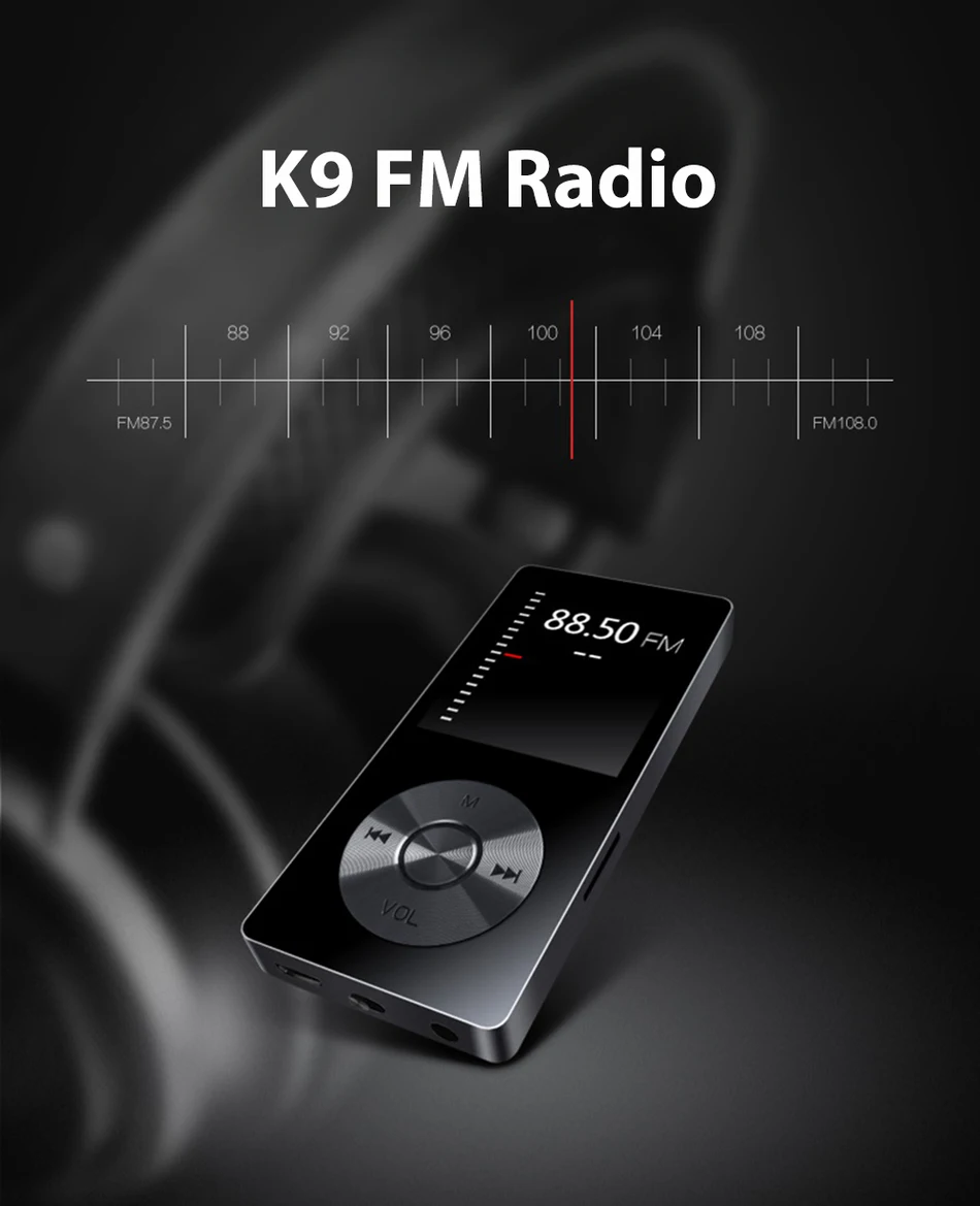 BENJIE K9 воспроизводительный Mp3 8G Портативный 1,8 дюймовый металлический MP3 музыкальный плеер с повязкой на руку, FM радио, запись, электронная книга, наушники TF