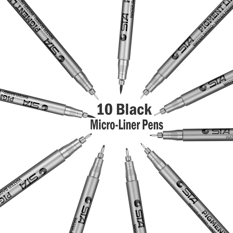 Fineliner набор ручек 10 черный пигмент лайнер микро лайнер для рисования ручки для Bullet Journal набросок рисунок для черчения офисных документов