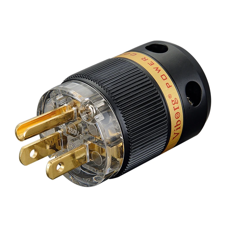 Пара Hifi прозрачный VM511G VF511G Чистая медь позолоченный США AC Разъем питания и IEC разъем для аудио DIY сетевой кабель питания