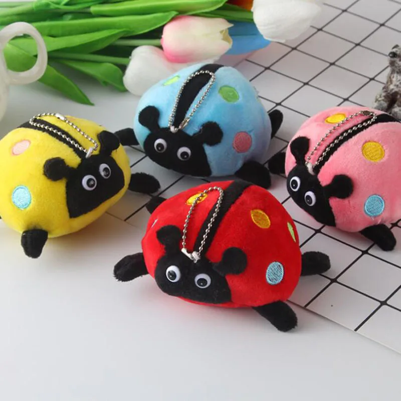 Милый жук красочная божья коровка плюшевая игрушка брелок подвеска для