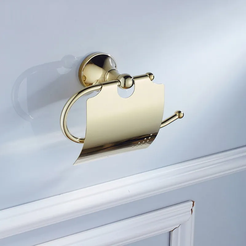Golden Wall Mounted Toilet Paper Holder Tissue Roll Bathroom Hardware Bath Accessory KD871 | Обустройство дома