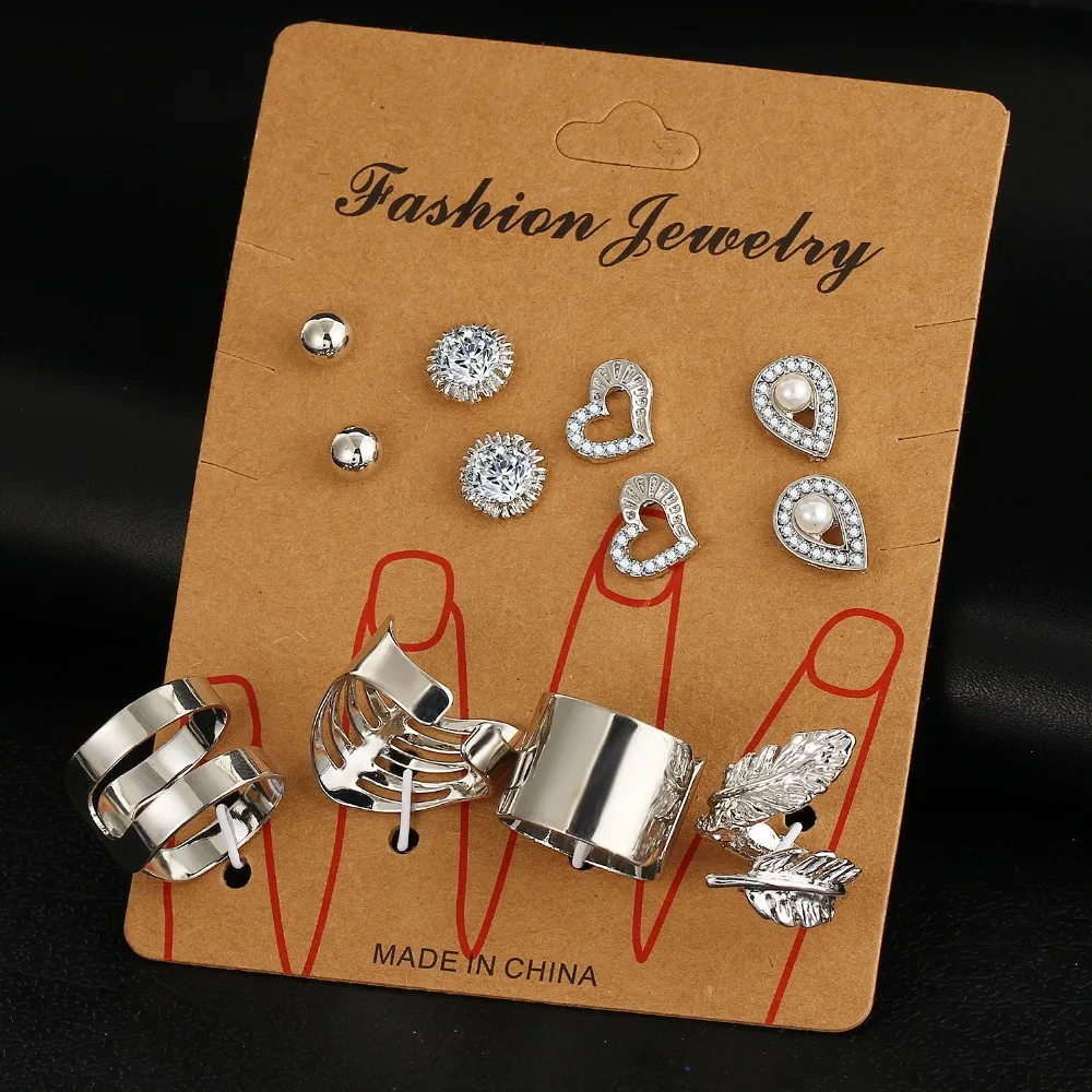 Женский комплект колец на фалангу IF ME Модный с кристаллами и искусственным